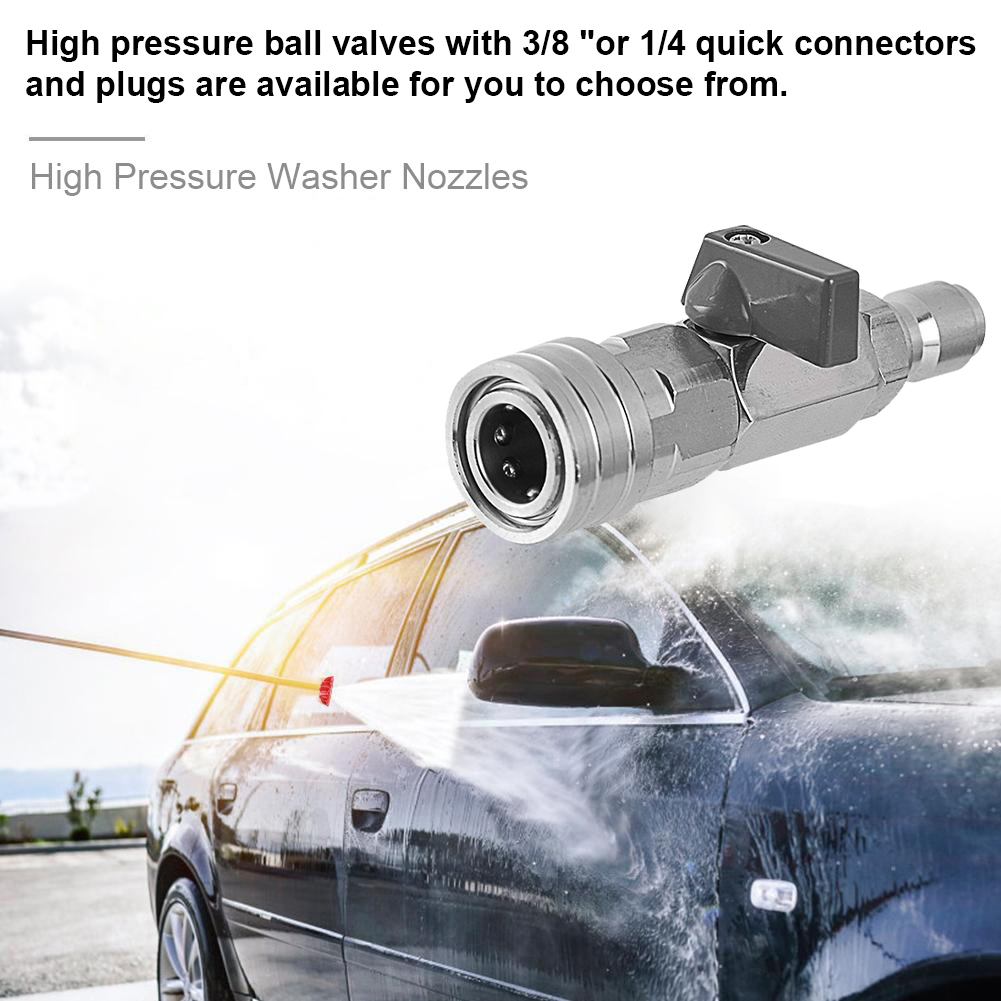 High Pressure Washer Ball Valve Kit with 3/8 Or 1/4 Inch Quick Connector Quick Connect Ball Valve 4500 PSI for Power Washer Hose