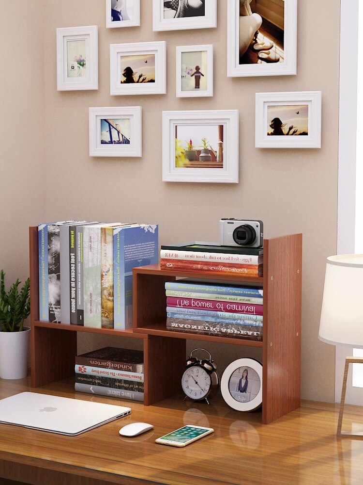 Wooden Desk Organizer Stationery Students Simple Wooden Bookshelf Office School Mini Bookcase Desktop Rack With Screwdriver