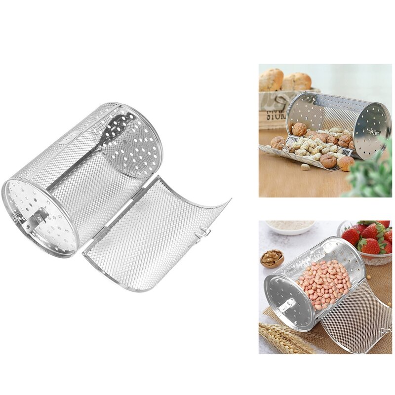 Stainless Steel Grill Roaster Drum Oven Basket Bakeware Oven Roast Baking Rotary Nuts Basket BBQ Grill Cooking Tool