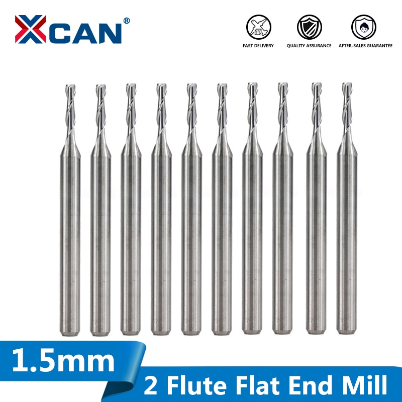 Fresadora CNC de extremo plano de flauta XCAN de 10 Uds de diámetro 1,5mm 2 para grabado de madera/plástico