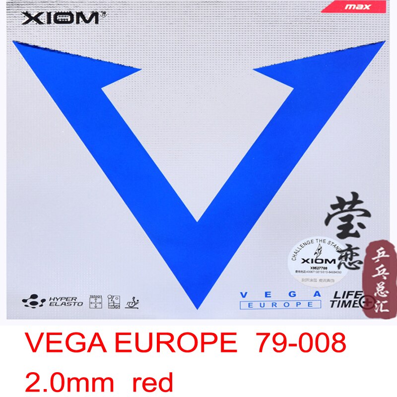 Originele Xiom VEGA EUROPA tafeltennis rubber 79-008 hoge elastische en spin beroep rubber gemaakt in Duitsland: 2.0mm red