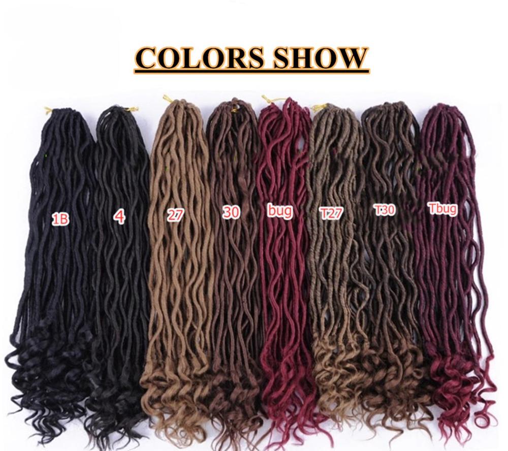 18 Inch Dreadlocks Hair Goddess Faux Locs 100G 24Roots Crochet Braids Hair Ombre T1B/27 T1B/bug Synthetic Hair Extensions