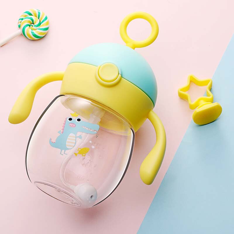 240ml Siliconen Tritan Babyvoeding Flessen Stro Baby 'S Met Handvatten Water Melk Brede Mond Zuigfles