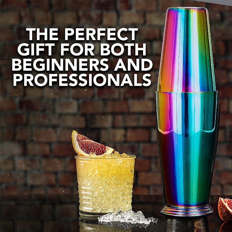 Premium Cocktail Shaker Set Two-Piece Boston Shaker Set Martini Drink Shaker Stainless Steel Material 2 Colors to Choose