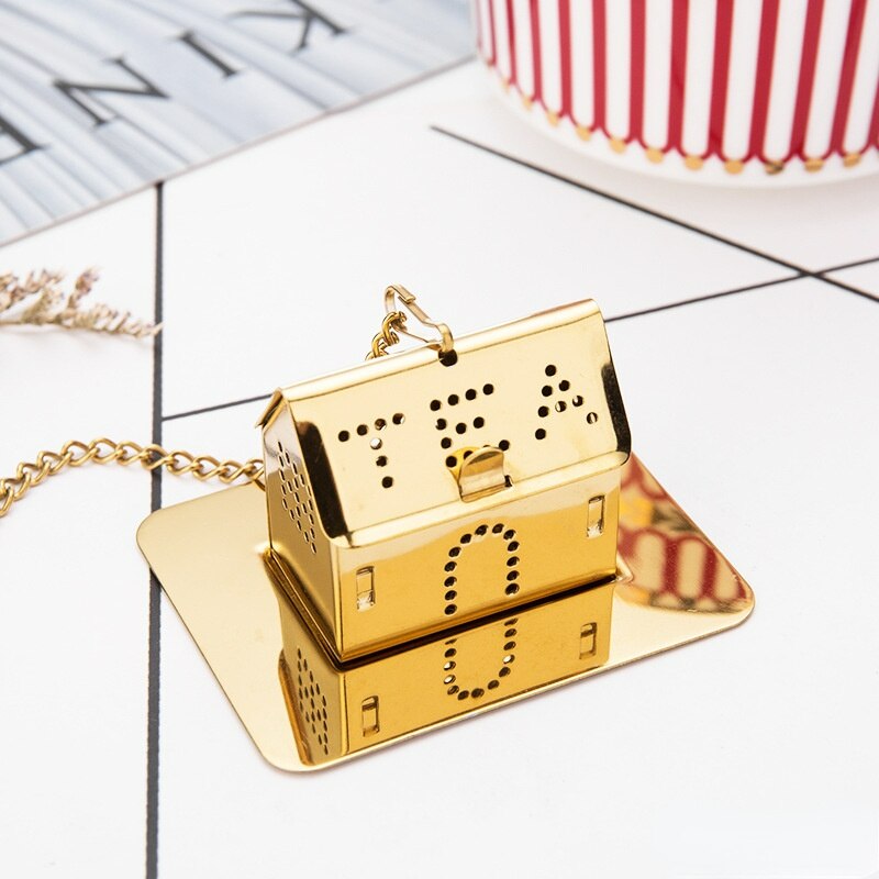 Gold Plated Tea Drain For Kitchen Coffee Maker Water Filter Barrier Cartridge 304 Stainless Steel Tea Ball Separator Drinkware