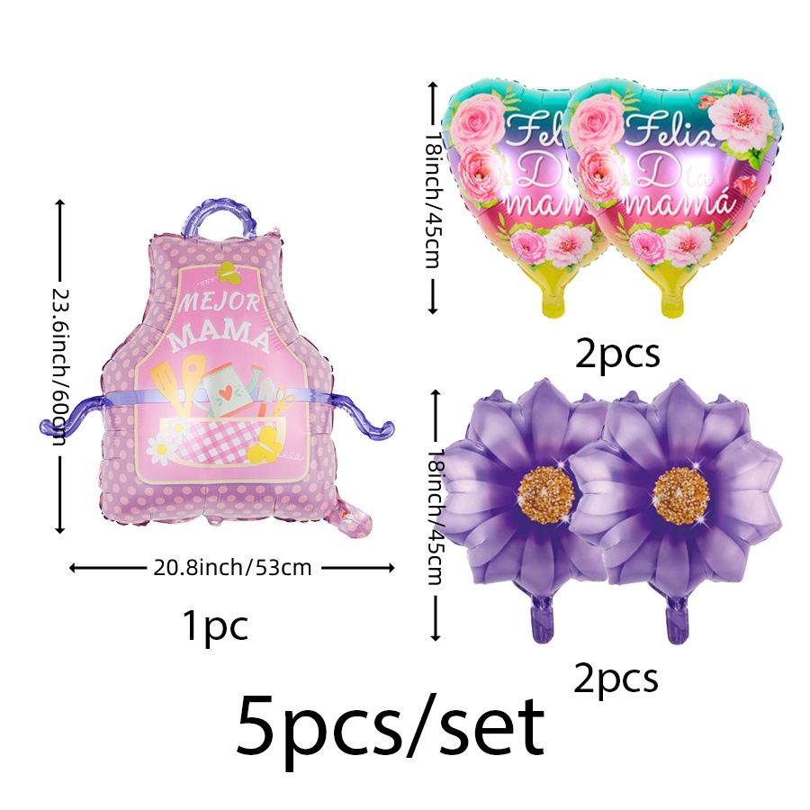 Conjunto de balões para decoração de dia das mães, 5 peças, cesta de flores de girassol, troféu, decoração de casa: RUBY
