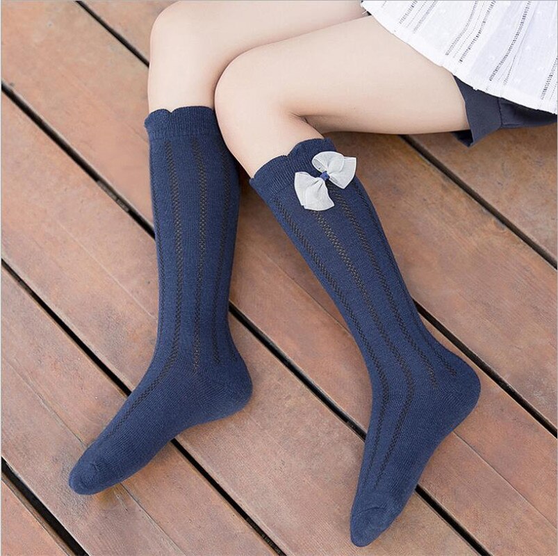 Kids Sokken Peuters Meisjes Kleine Strik Side Knie Hoge Lange Zachte Katoen Kant Baby Been Warmers Kniekousen Meisje 3-12T: D / 8 to 12t