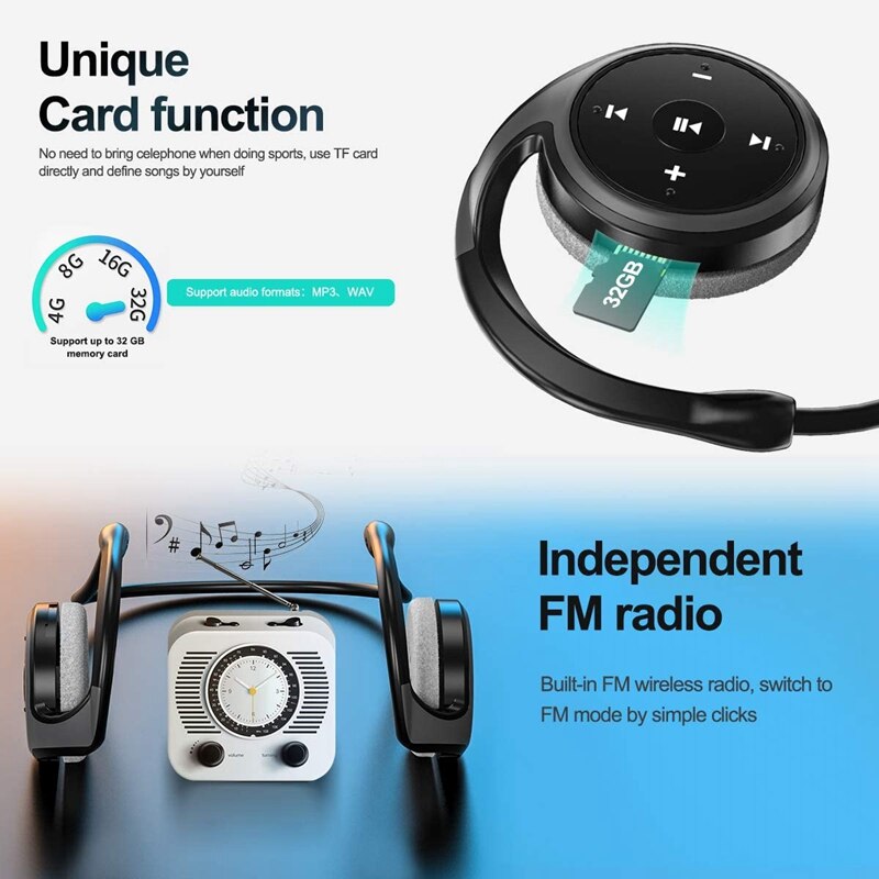 Draadloze sporthoofdtelefoons, hoofdtelefoons voor op de achterkant, stereo bluetooth hoofdtelefoons, nekband bluetooth 5.0 hoofdtelefoons