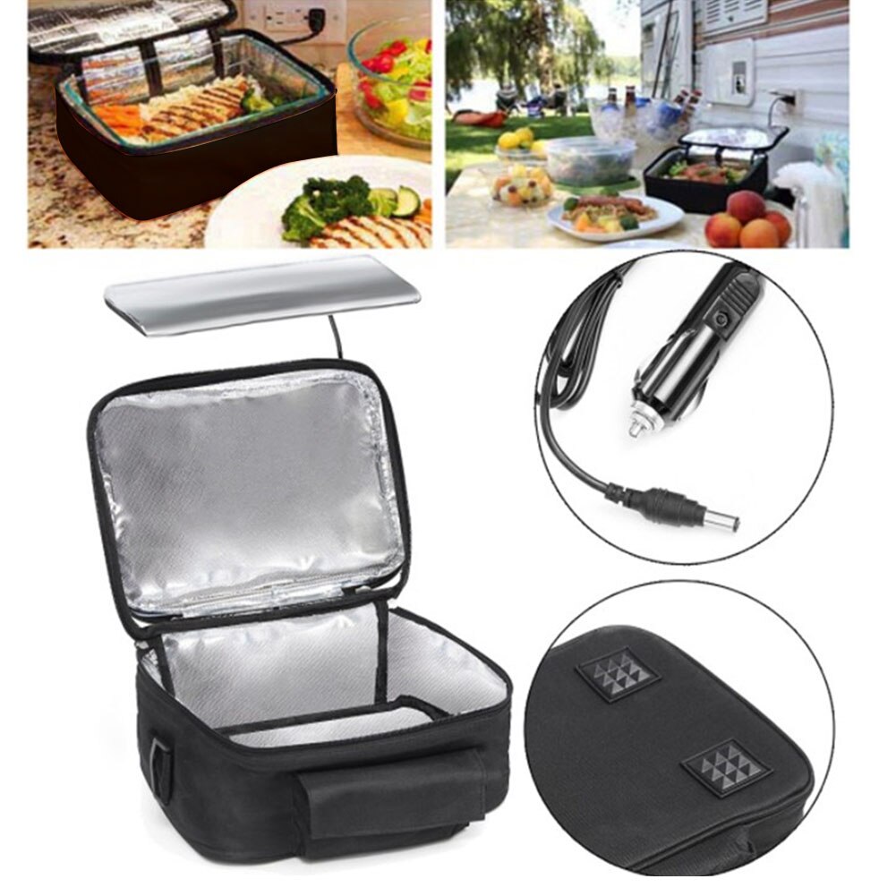 Isoleret 12v elektrisk termisk lynlås bento opvarmning mad varmere vaskbar bærbar udendørs picnic auto bil frokostpose