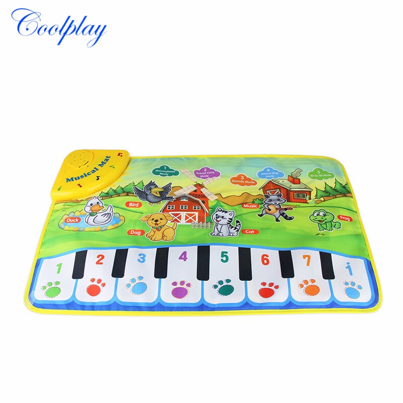 Kids Musical Rug Animals Sounding Mat 5 Mode Tone Piano Carpet Piano Keyboard Rug Blanket Early Educational Toys for Kids