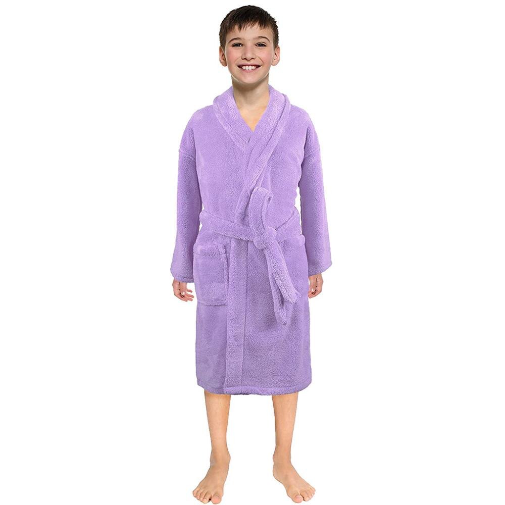 Leuke Kinderen Nachtkleding Flanel Hooded Badjassen Night-Gewaad Pyjama Peuter Baby Jongens Meisjes Flanellen Badjas. Kids Kleding: Lavendel / 9-12 Years