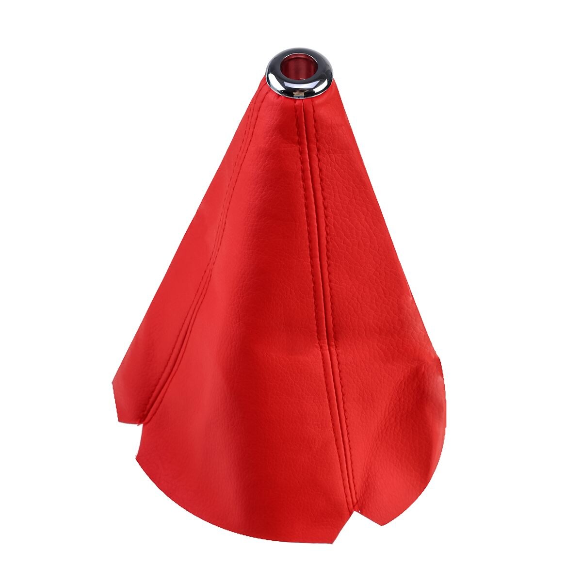 Universal PU Leather / Flannel Gear Shift Collars Car Hyper Fabric Gear Shift Knob Lever Stick Collar Gaiter Boot Cover: PU Leather Red