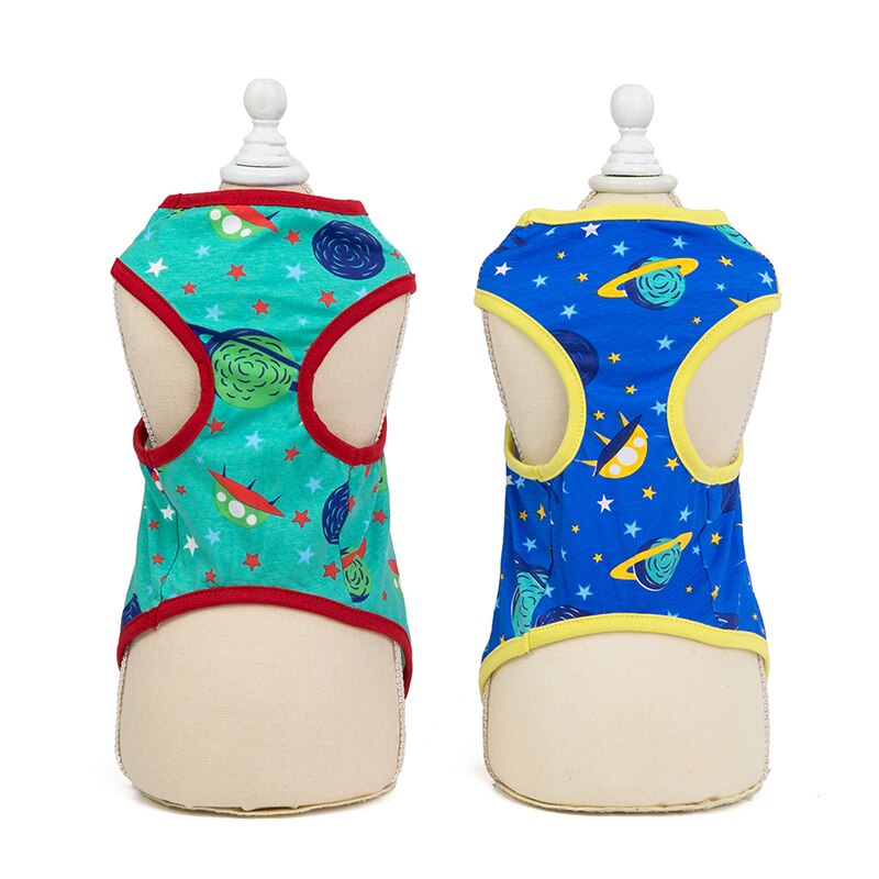 Cartoon Planet Print Pet Vest Summer Thin Dog Vest T-shirt Around the Star Dog Clothes for Small Medium Dogs Pet Costume