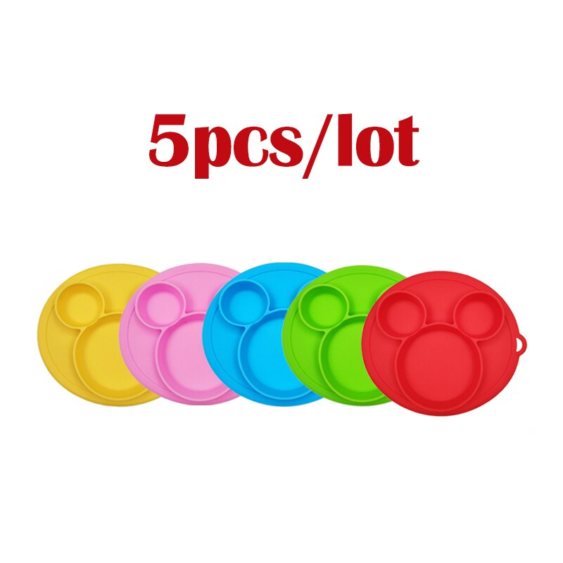 5 stuks/partij baby siliconen bordjes kinderkom borden babyvoeding siliconen kom baby silicagel borden kinder serviesgoed: Mengkleur 1