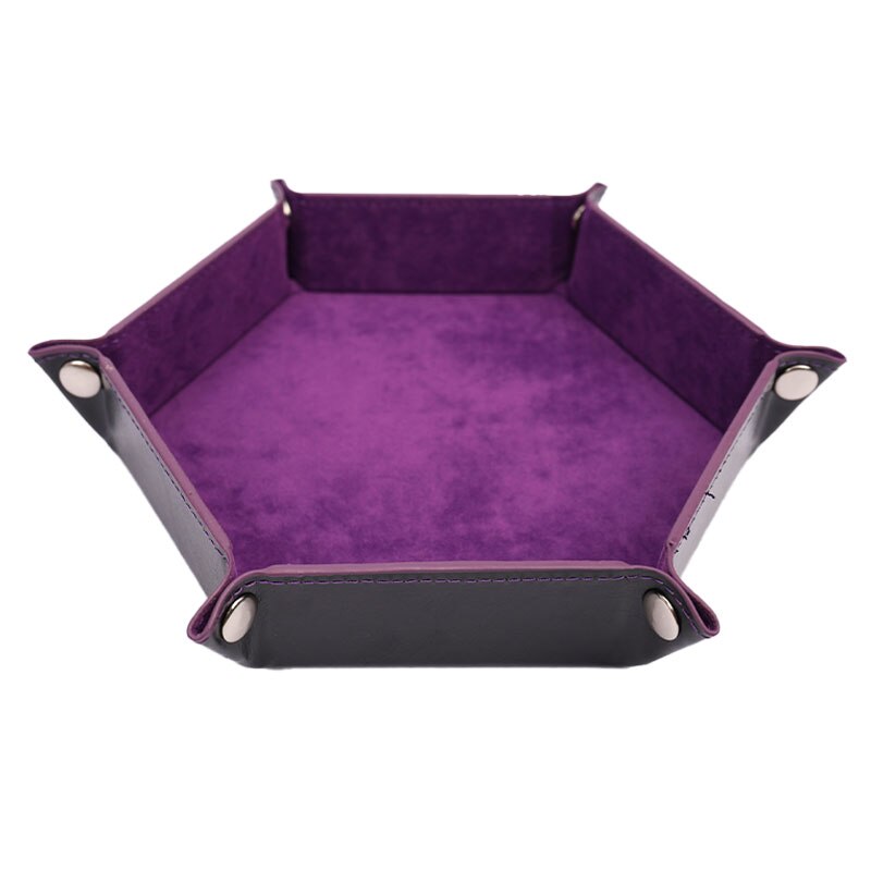 PU Leather Folding Hexagon Square Tray Dice Game Foldable Dice Tray Box 6 Colors: AWOD0191-PP