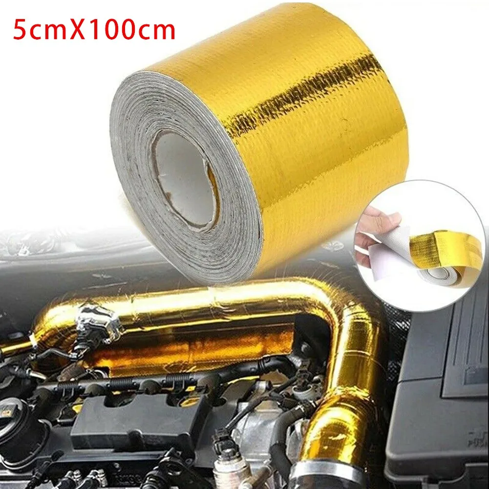 Goud Thermische Uitlaat Tape Luchtinlaat Warmte-isolatie Shield Wrap Reflecterende Hoge Temperatuur Isolatie Tape Folie Tape Voor Auto E: Donkergrijs