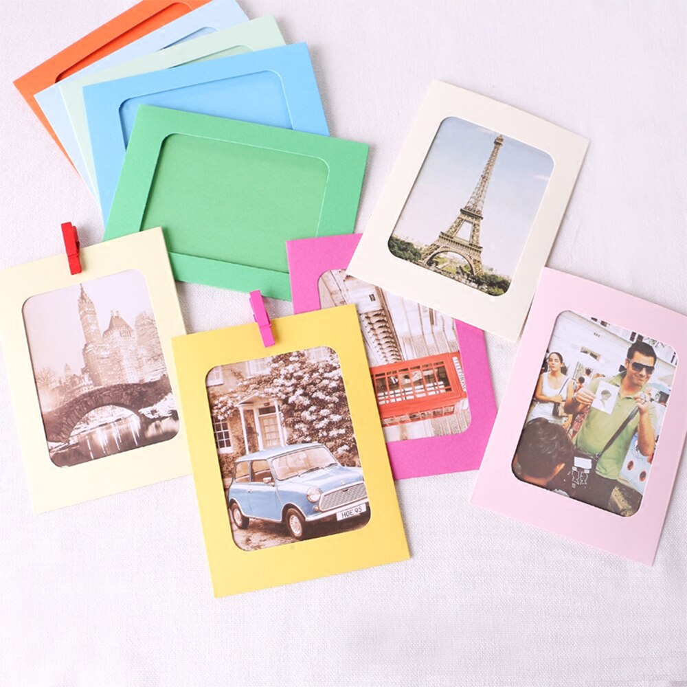 10 Pcs DIY Kraftpapier Fotolijst Opknoping Muur Foto Fotolijst Kraftpapier Met Clips En Touw Familie Geheugen decoraties