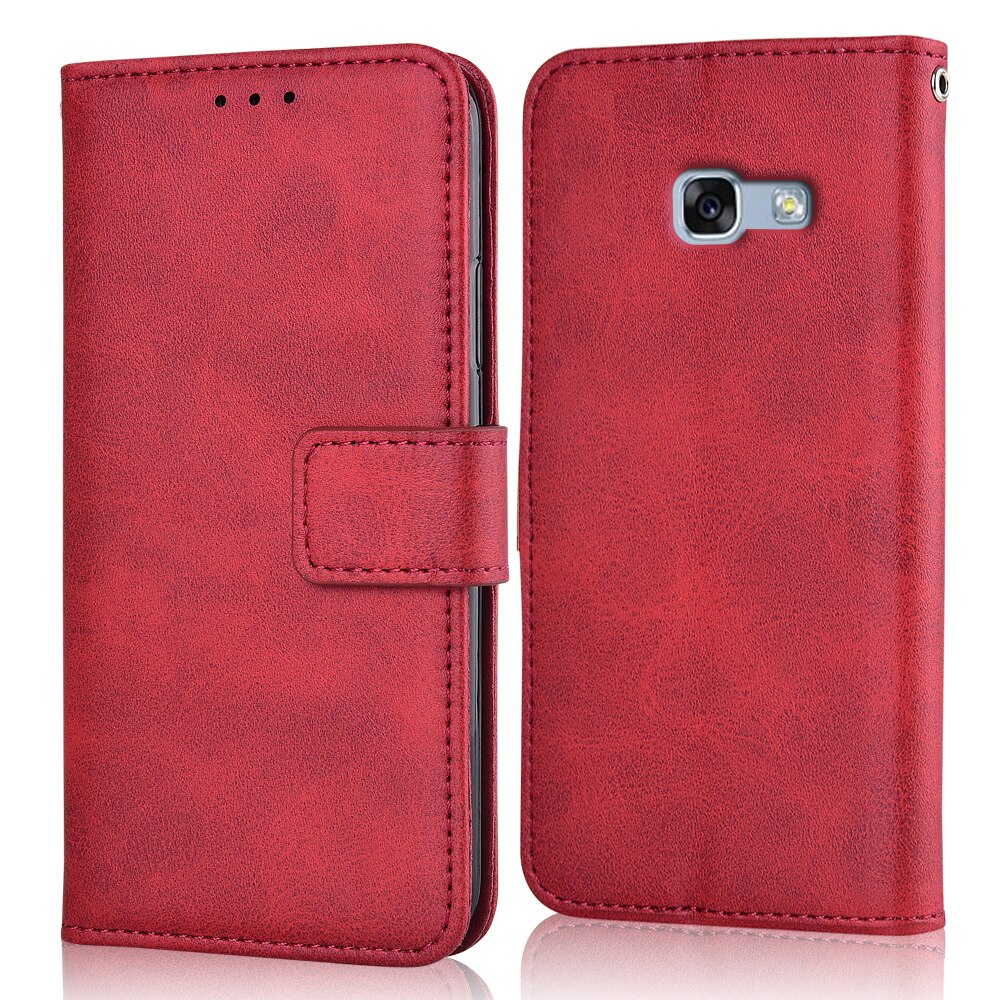 Para Samsung Galaxy A5 A520 A520F SM-A520F la cubierta Galaxy A5 cubierta Flip Wallet Case para Samsung A5 A52017: niu-Red
