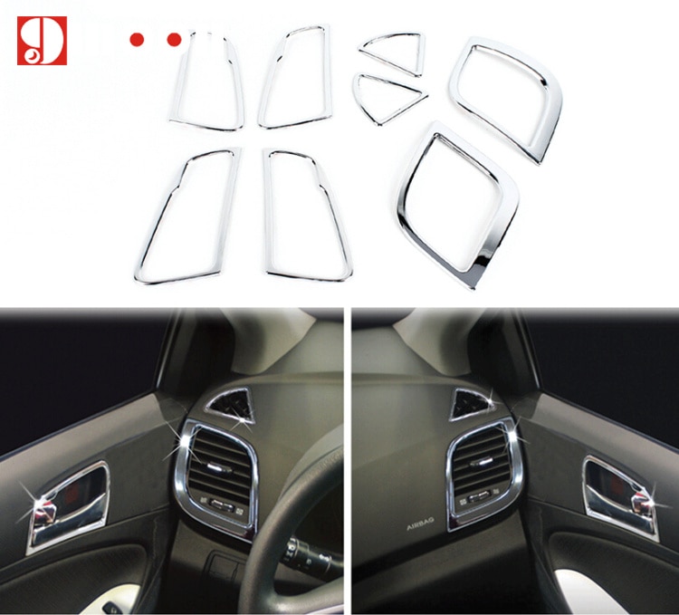 8 STKS Voor Hyundai Accent/i25/Solaris/Verna ABS Chrome Interieur Outlet Decoratie Ring Molding Trim Covers