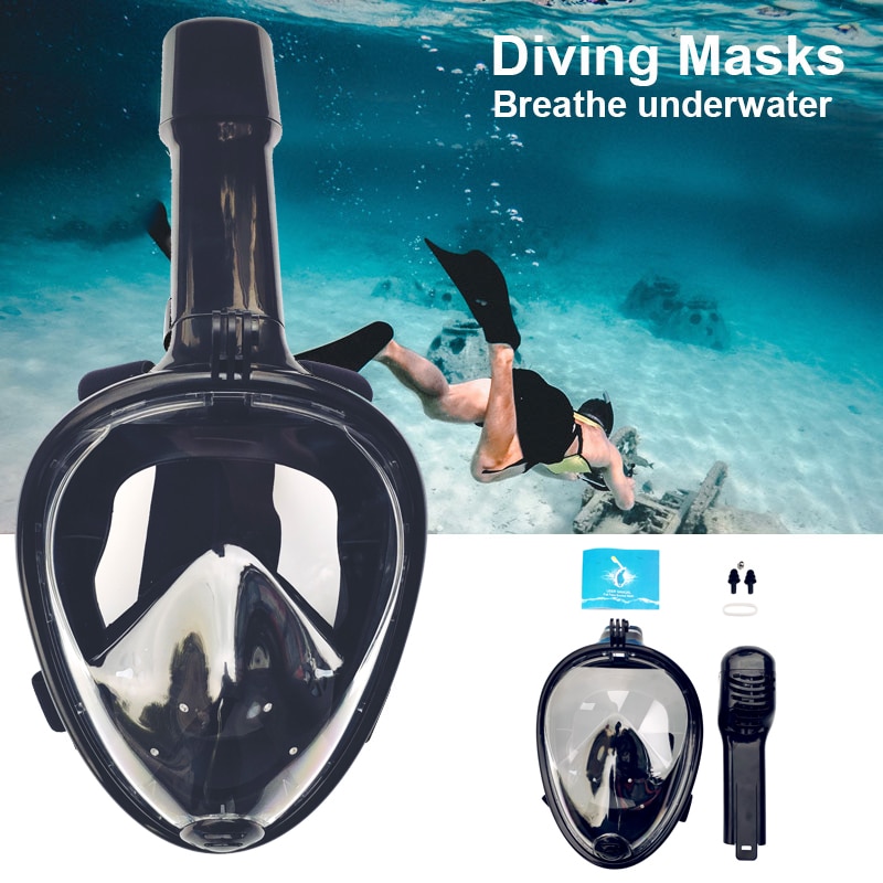 Full Face Snorkeling Masks 180 View Anti-fog Anti-Leak Snorkel Scuba Underwater Diving Mask Red/Black/Blue/Green