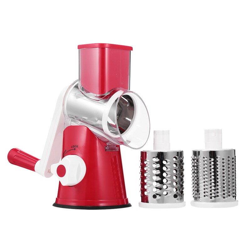 Multi ręczna krajalnica urządzenie robić krojenia warzyw i owoców okrągłe mandolina śmigłowce tarka robić sera marchew ziemniaków Julienne ostrza narzędzia kuchenne: Czerwony