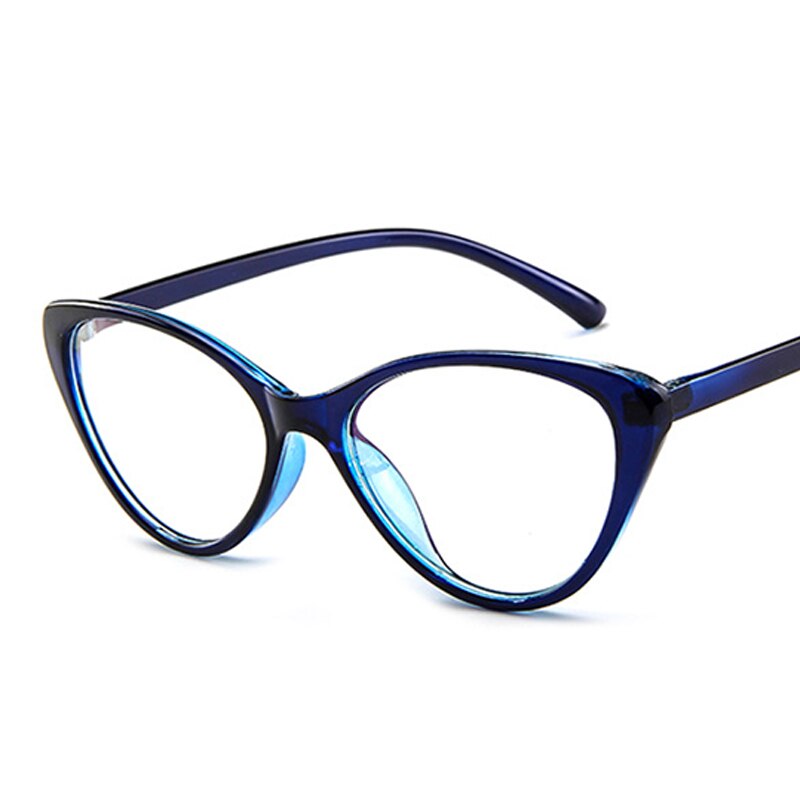 Women's Anti Blue Light Computer Glasses Cat EyeGlasses Frame Female Vintage Round Glasses Optical Spectacle Eyewear: Blue