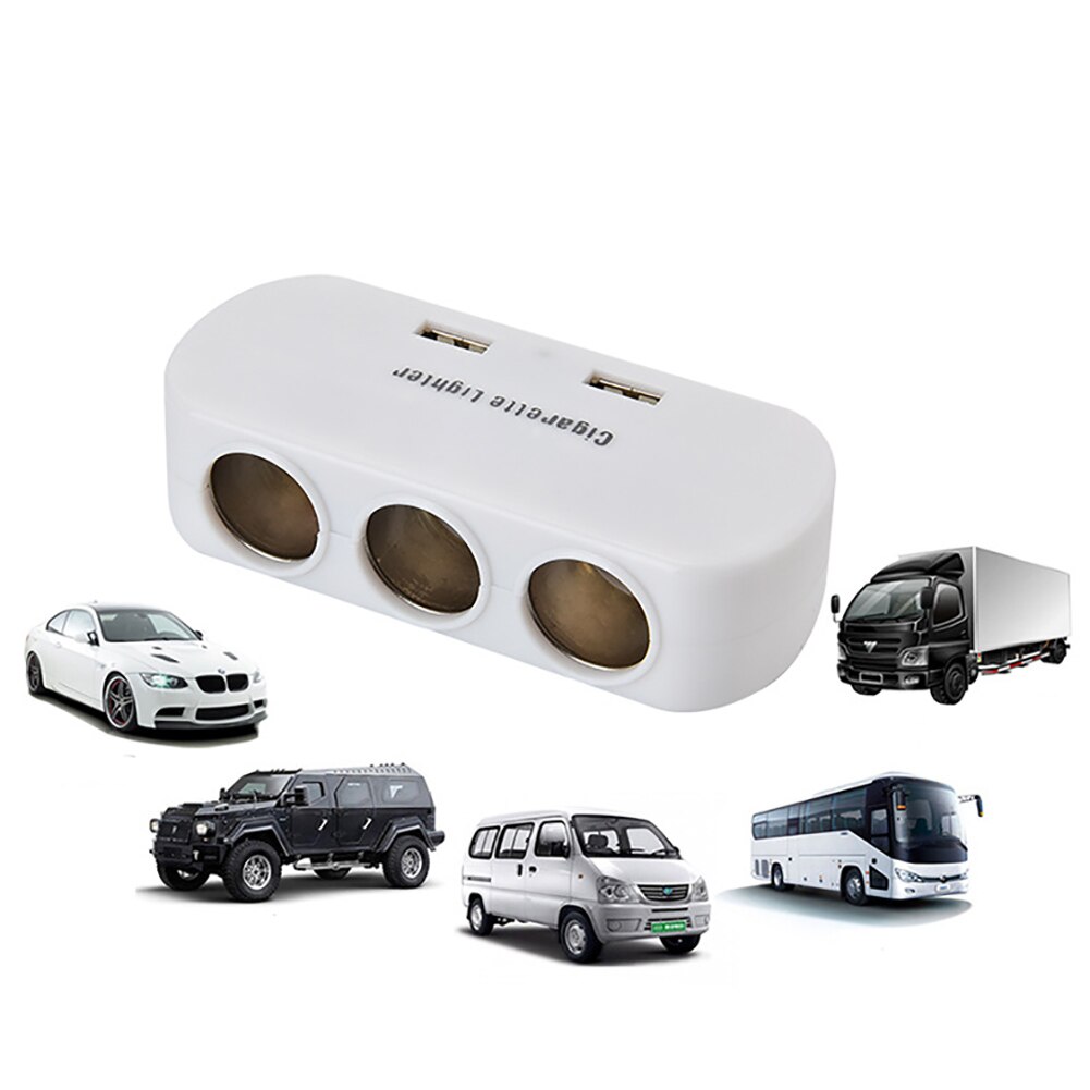 3 Way Dual Usb Auto Sigarettenaansteker Outlet Splitter Charger Adapter
