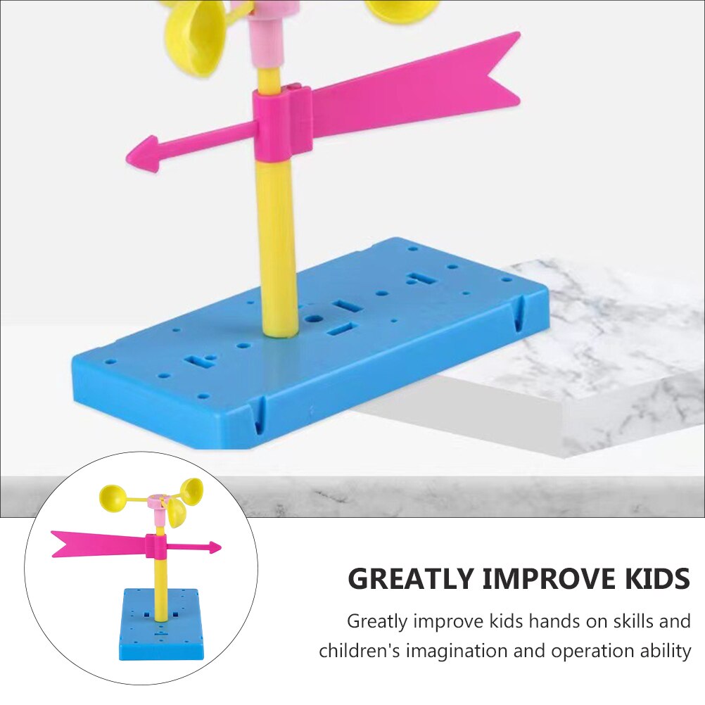 2 Sets DIY Hand-made Anemometer Wind Vane Wind Measurement for Children
