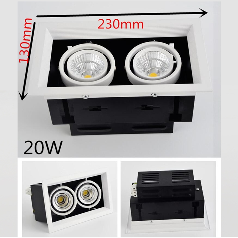 Dobbelt dæmpbar led-downlight, loftspotlight, 10w 20w 30w ac85-240v indbyggede loftslamper, indendørs belysning