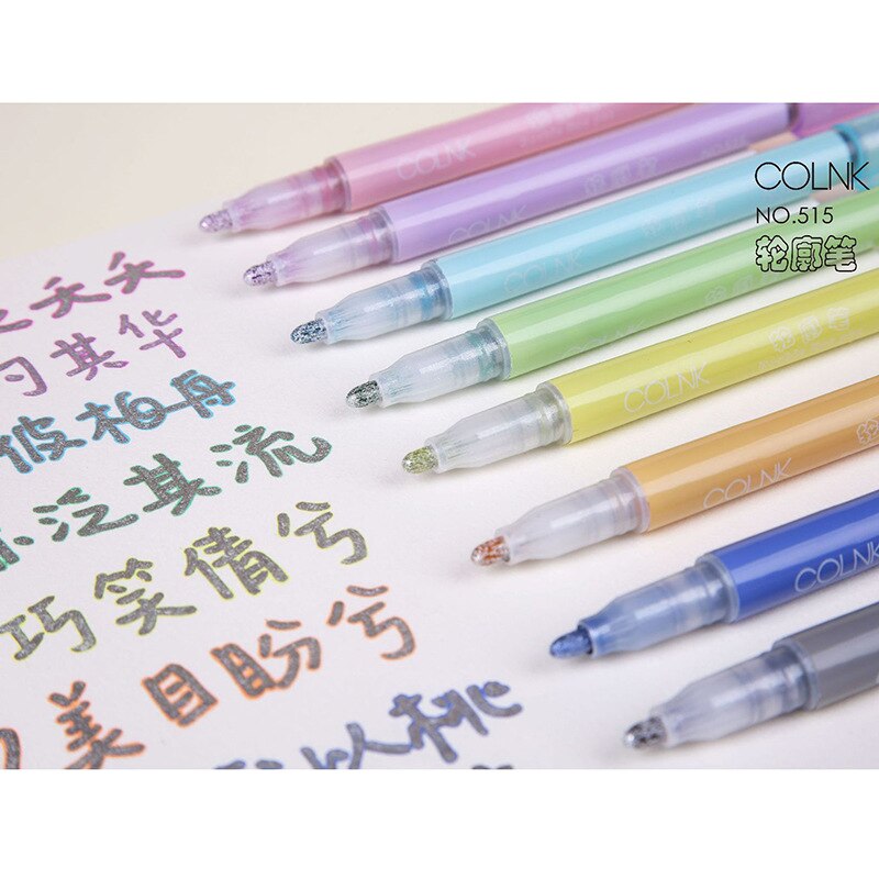 Stylo surligneur coloré pour dessin et écriture, marqueur Fluorescent à Double ligne