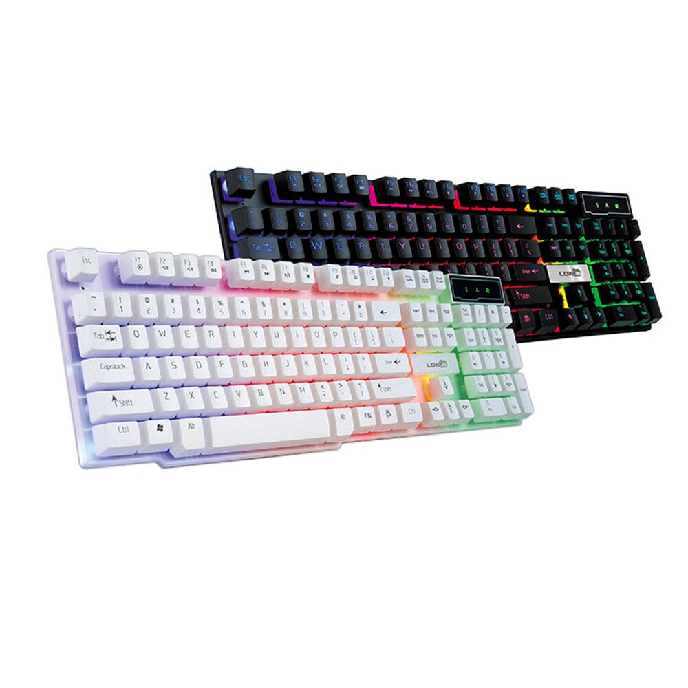 VOBERRY Ergonomics Of Color Crack LED Backlight USB Cable PC Rainbow Game Keyboard 104 Full-Size Keyboard