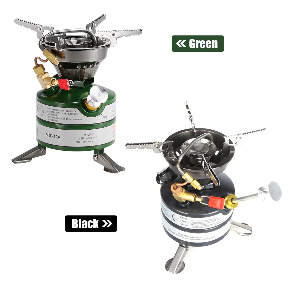 Portable One-piece Outdoor Gasoline Stove Camping Hiking Burner with 750ml Empty Gas Tank Fuel Bottle and 8-Plate Windshield