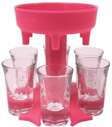 6 Shot Glass Dispenser Holder Carrier Party Drinking Games Shot Glasses Get The Party Started Caddy Liquor Dispenser: Pink