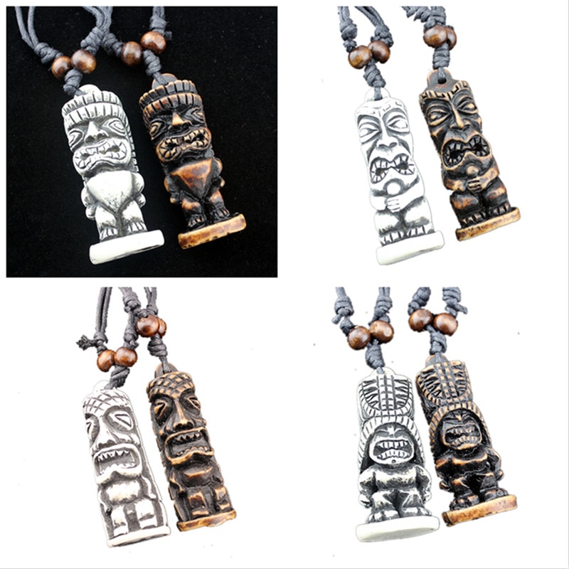 COOL Jongen mannen Maori/Hawaiian Style Faux Gesneden totem tiki mannen Hangers Kettingen Amuletten XL34