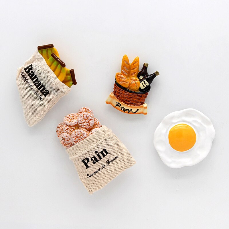 Simulation food 3D fridge magnets magnetic refrigerator paste fruit bread dragon fruit Hami melon ice cream egg home decoration