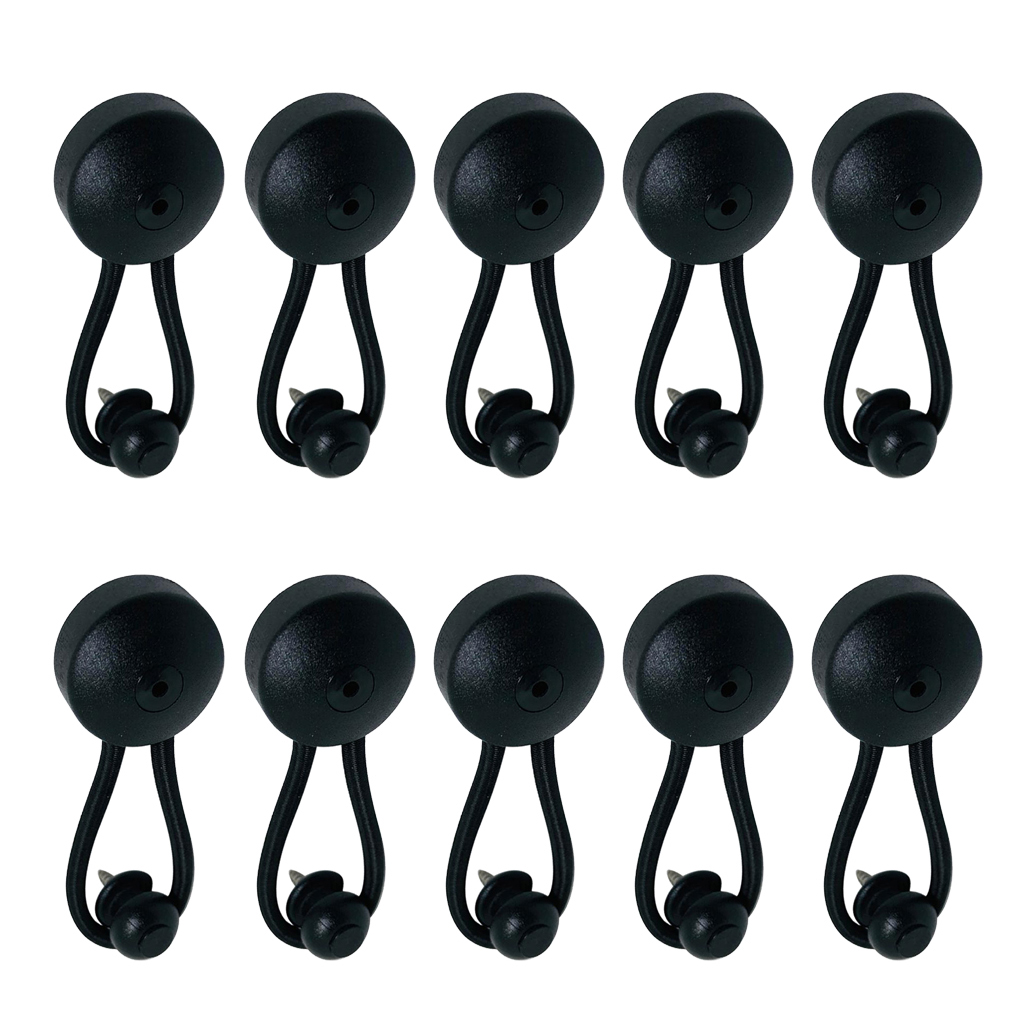 10 Pieces Reusable Bungee / Shock Cord Fasteners for Canvas, Black