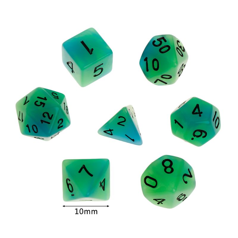 OOTDTY seitige würfel 7 teile/satz Leucht polyedrisch Seitige Würfel D4 D6 D8 D10 D12 D20 einstellen Für Kerker & Drachen D & D RPG Poly Spiel