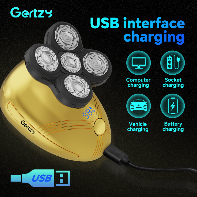 Rasoir électrique 5 en 1 pour hommes avec 5 lames rotatives, chargement USB, ensemble de beauté personnel multifonctionnel