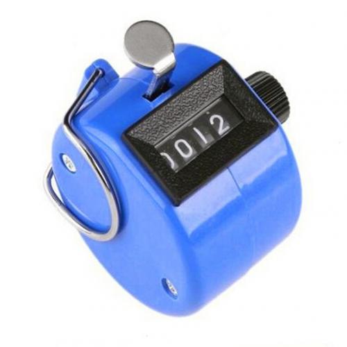 Clicker 4 Digit Number Counters Plastic Shell Hand Finger Display Manual Counting Tally Clicker Timer Soccer Golf Counter: Blue