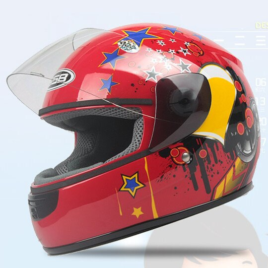 Children Motorcycle Helmet Safety Kids Full face motorbike helmet E-bike helmet with Neck cover Winter helmet For boy and girls: red