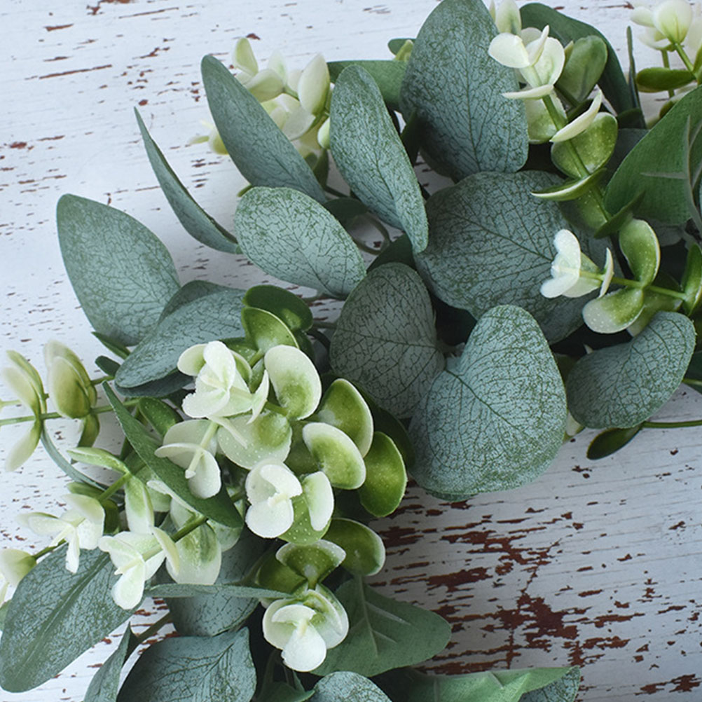 2pcs Eucalyptus Leaf Wreath Durable High Grade Premium Sturdy Decor Eucalyptus Leaf Wreath Green Leaf Garland for Home