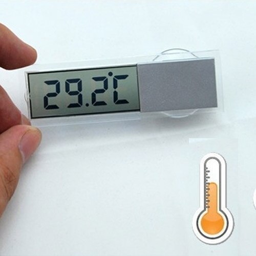 Car Styling Thermometer Osculum Type Fahrenheit LCD Digital Temperatures Meter Suction Cup For Indoor Outdoor 9.4x2.8cm