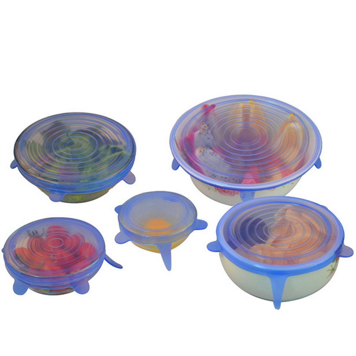 Lber Silicone Stretch Deksels 6 Pack Verschillende Size Stretchable Eten Covers Voor Kopjes, Potten, Kan, Kommen, gerechten, Mokken, Potten