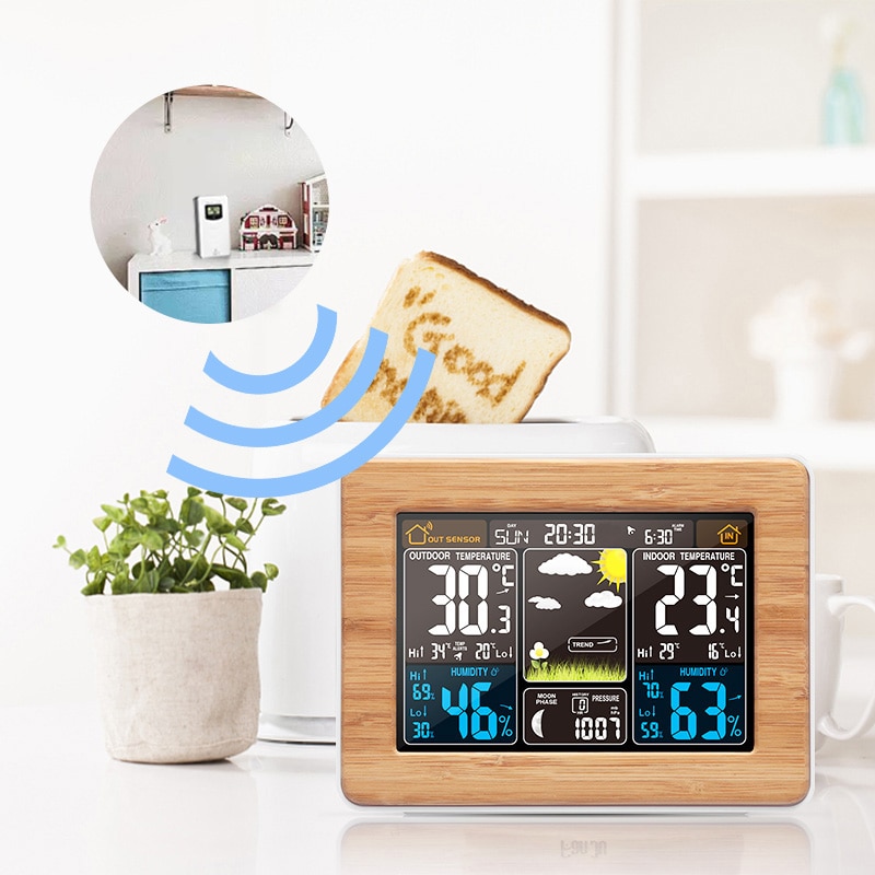 FanJu FJ3365 Digital Weather Station Alarm Clock Electronic Barometer Thermometer Hygrometer with Wireless Outdoor Sensor