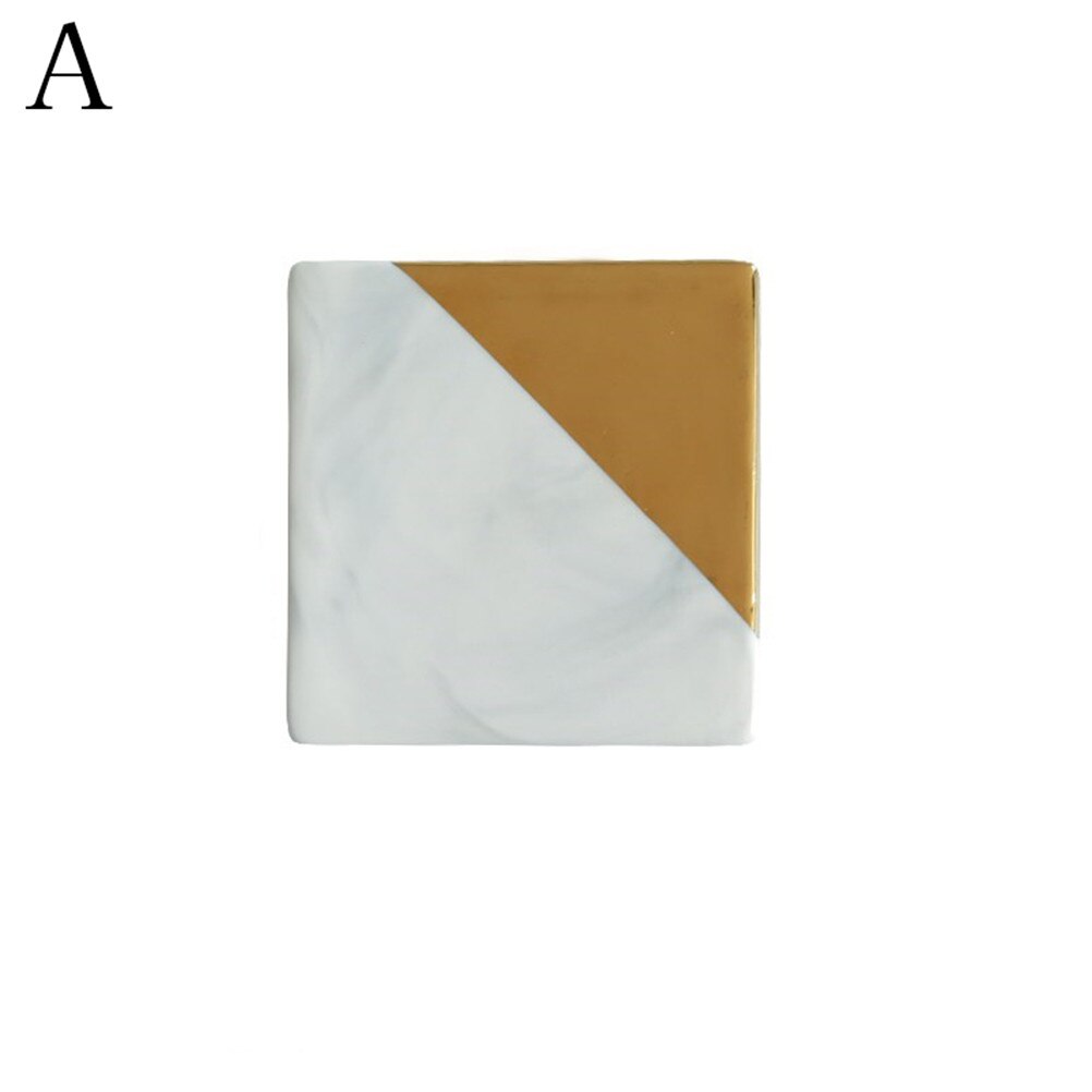 1pc guld marmor bordskånere keramiske coaster te kop pad rund bord måtte coaster kaffe te kop dækkeservietter køkken dekoration: Rød