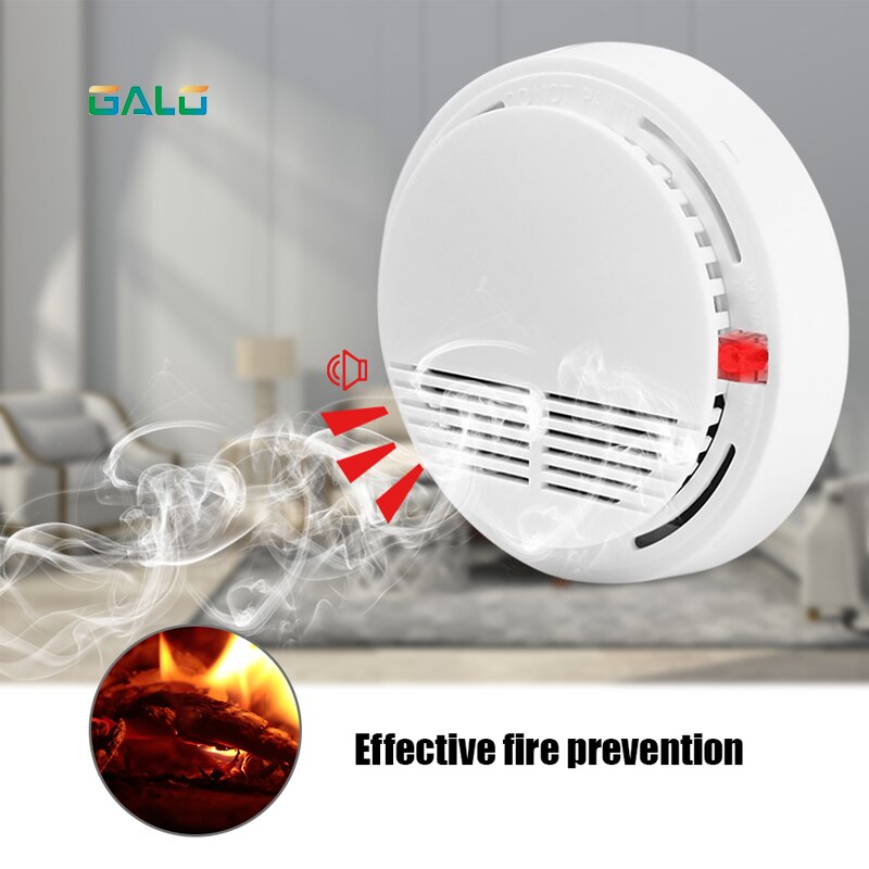 9V Battery Operated Photoelectric Smoke Alarm LED Light Flashing & Sound Warning Smoke Alert Detector for Home School Hotel