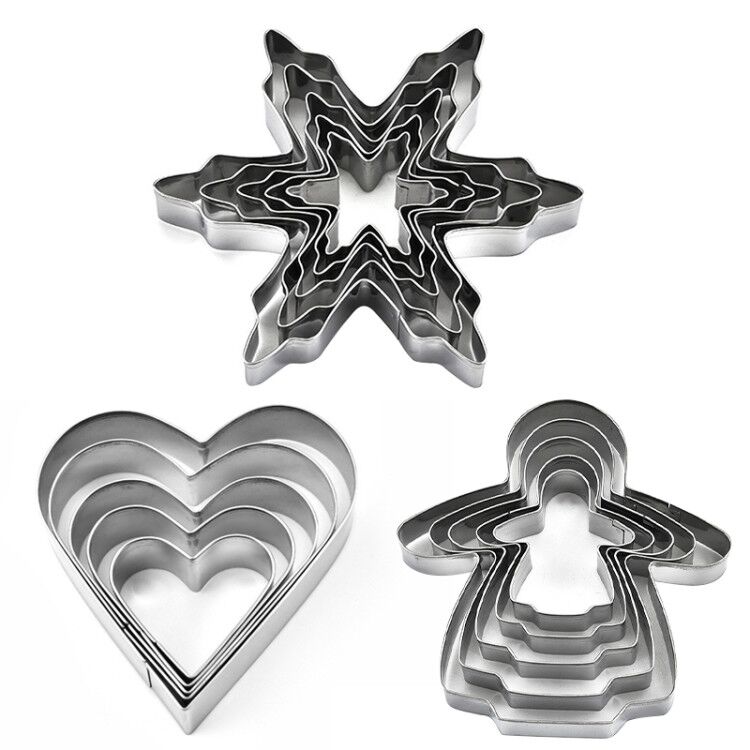 Cookie Cutter Set - 5 Piece - Fondant / Pastry / Bread / Sandwich / Biscuit Cutter - Stainless Steel Baking Mould Cookie Cutter