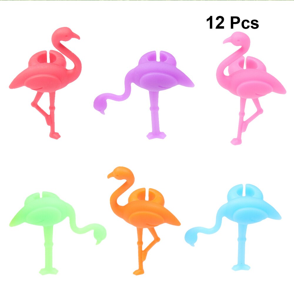 Marcador de copa de vino de silicona, de flamenco, dijes para bebidas, de etiqueta, identificación de vidrio, perfecto para fiestas, 6 uds.