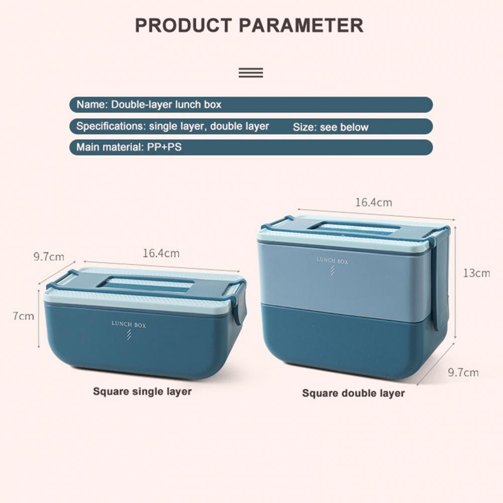 Rectangle Lunch Box Double-layer Food Storage Lunchbox Microwave Heating Food Container Bento Box Kitchen Organizer Food Box