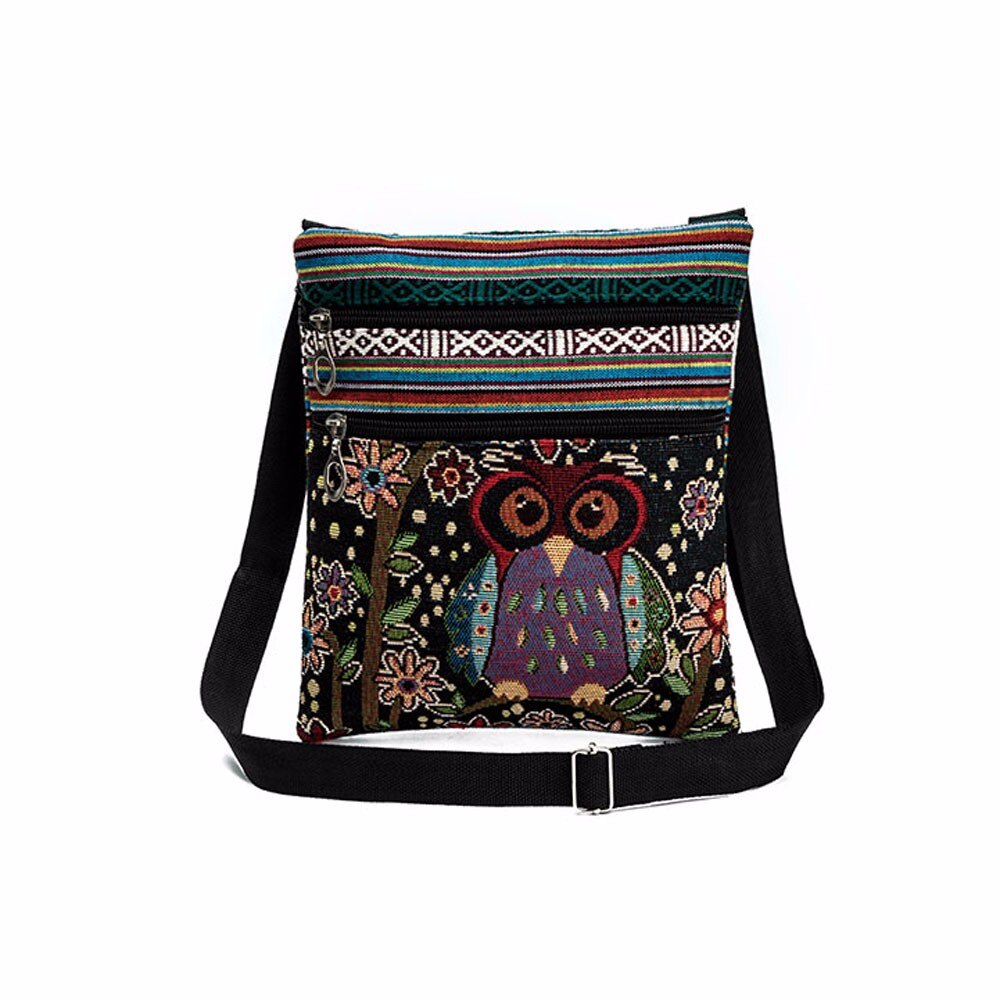 Large Capacity Canvas Cartoon Owl Satchel Tote Shoulder Bags For Women Casual Wild Handbag For Birthday bolso mujer: M